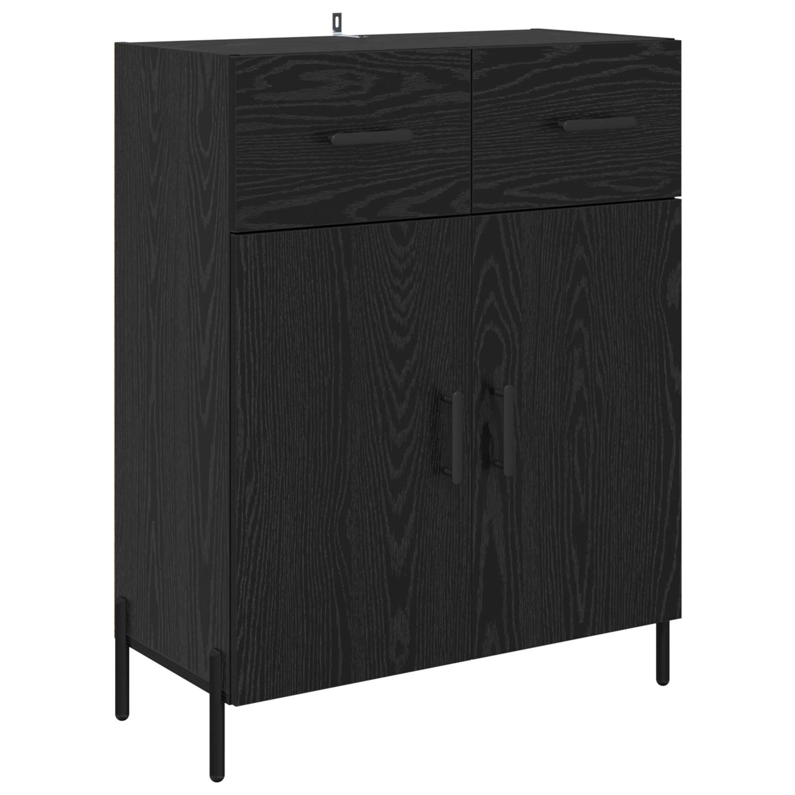 vidaXL Bufet Czarny Dąb 69,5 x 34 x 90 cm Materiał drewnopochodny