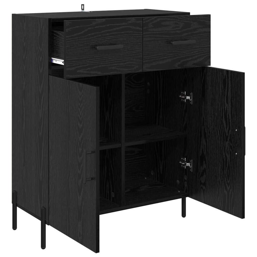 vidaXL Bufet Czarny Dąb 69,5 x 34 x 90 cm Materiał drewnopochodny