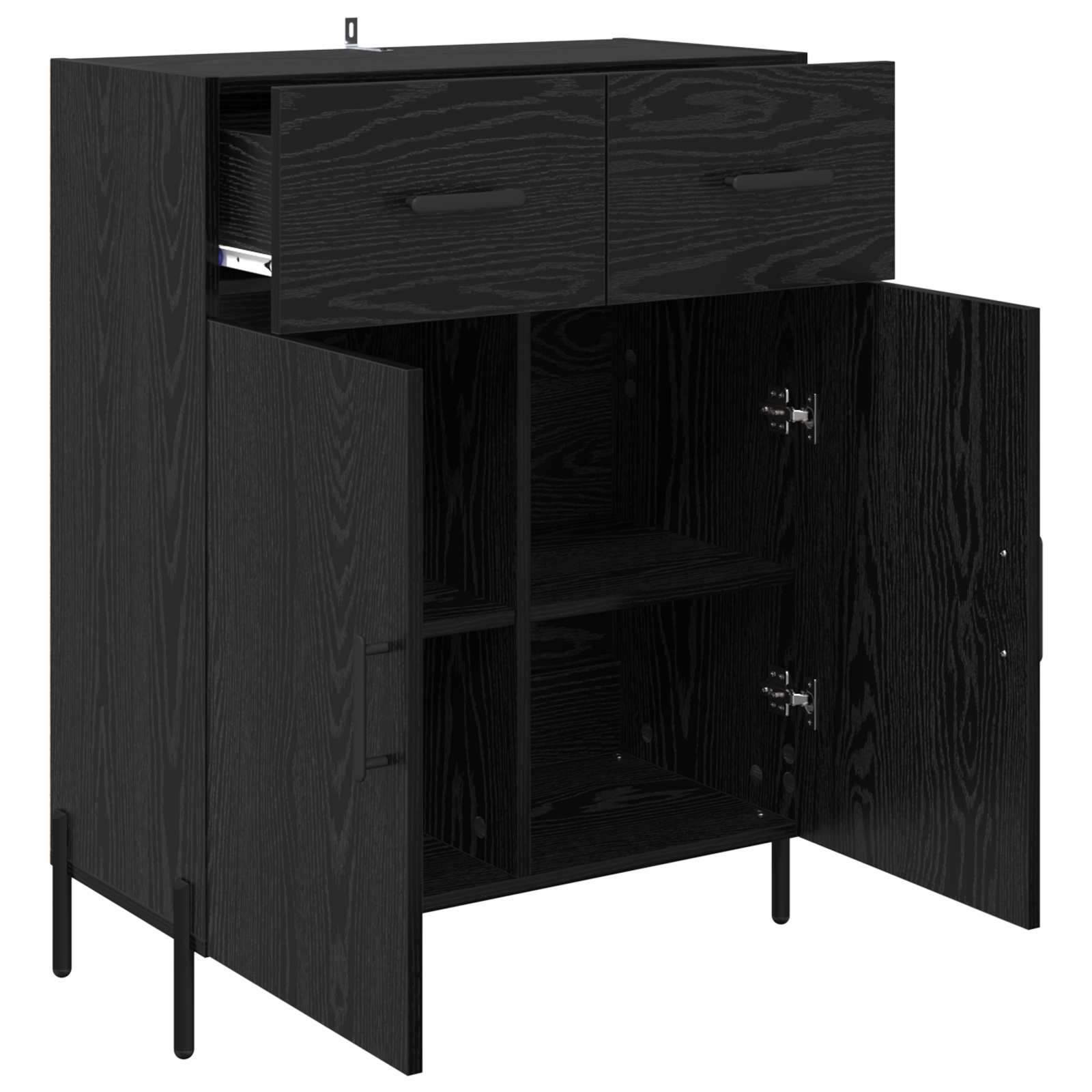 vidaXL Bufet Czarny Dąb 69,5 x 34 x 90 cm Materiał drewnopochodny
