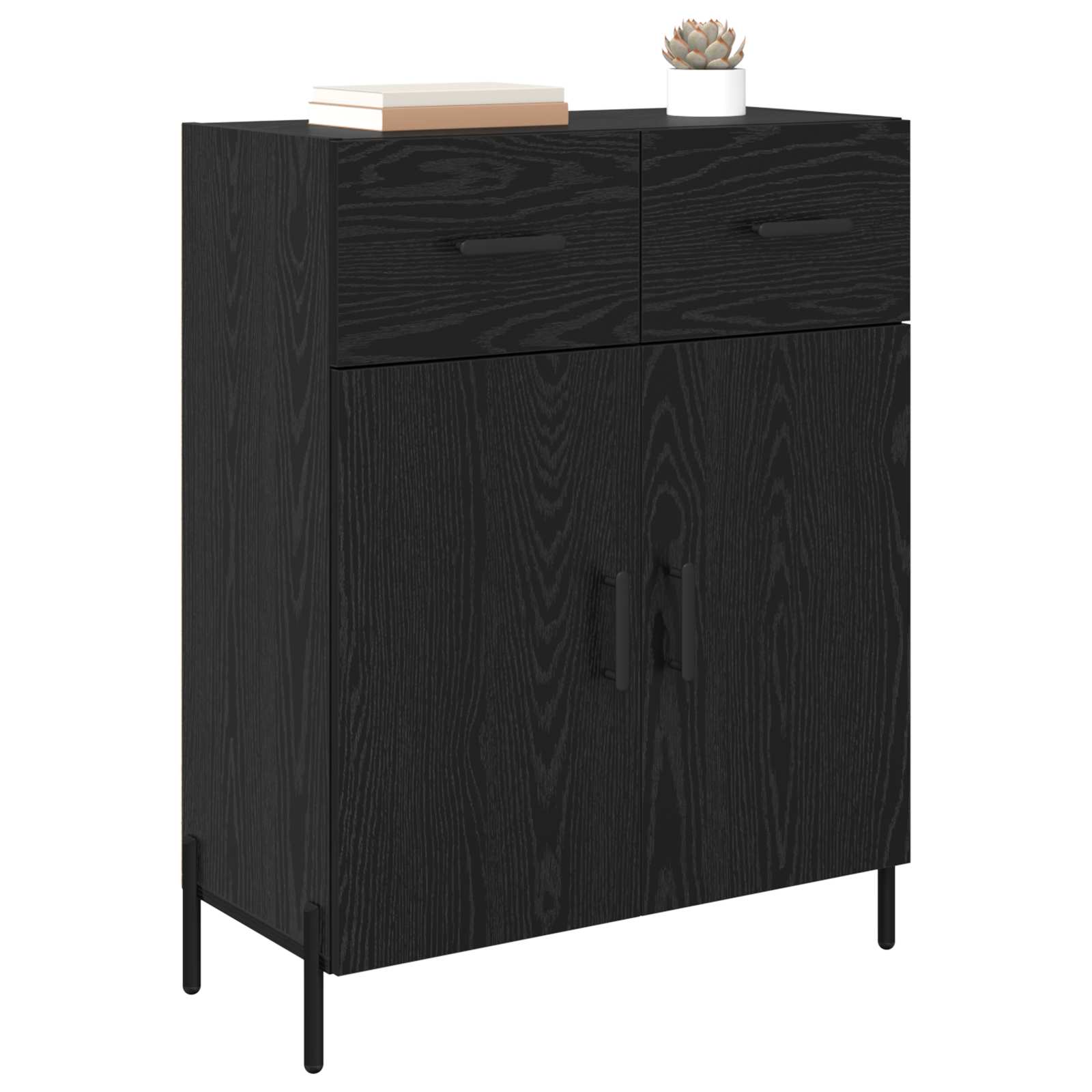 vidaXL Bufet Czarny Dąb 69,5 x 34 x 90 cm Materiał drewnopochodny