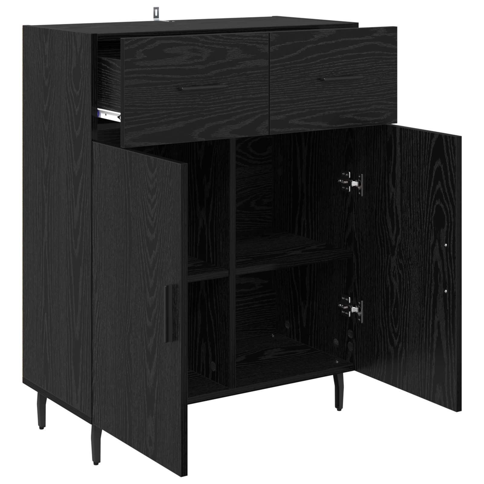 vidaXL Bufet Czarny Dąb 69,5 x 34 x 90 cm Materiał drewnopochodny