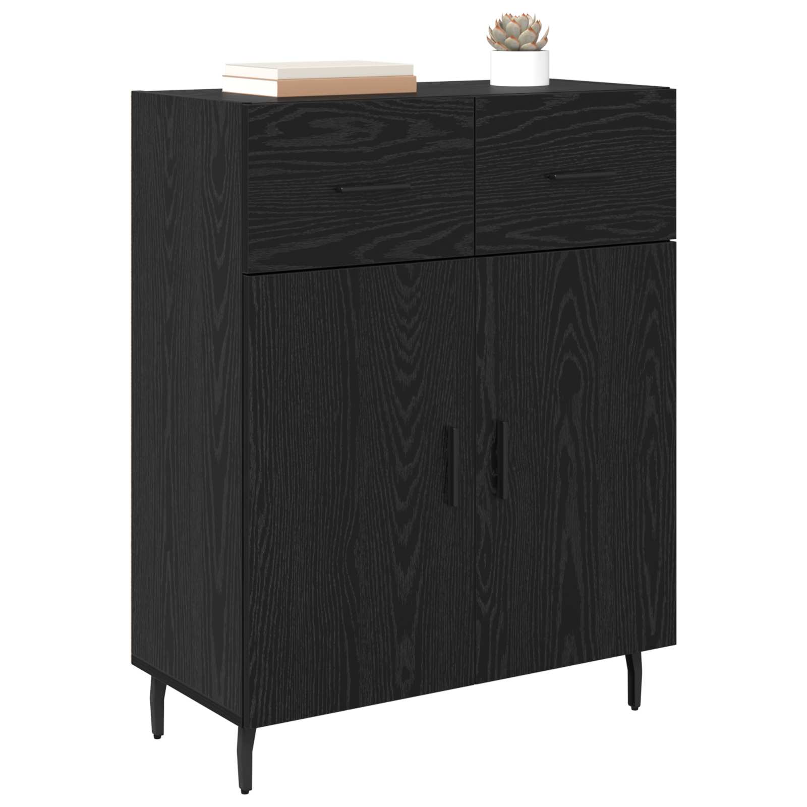 vidaXL Bufet Czarny Dąb 69,5 x 34 x 90 cm Materiał drewnopochodny