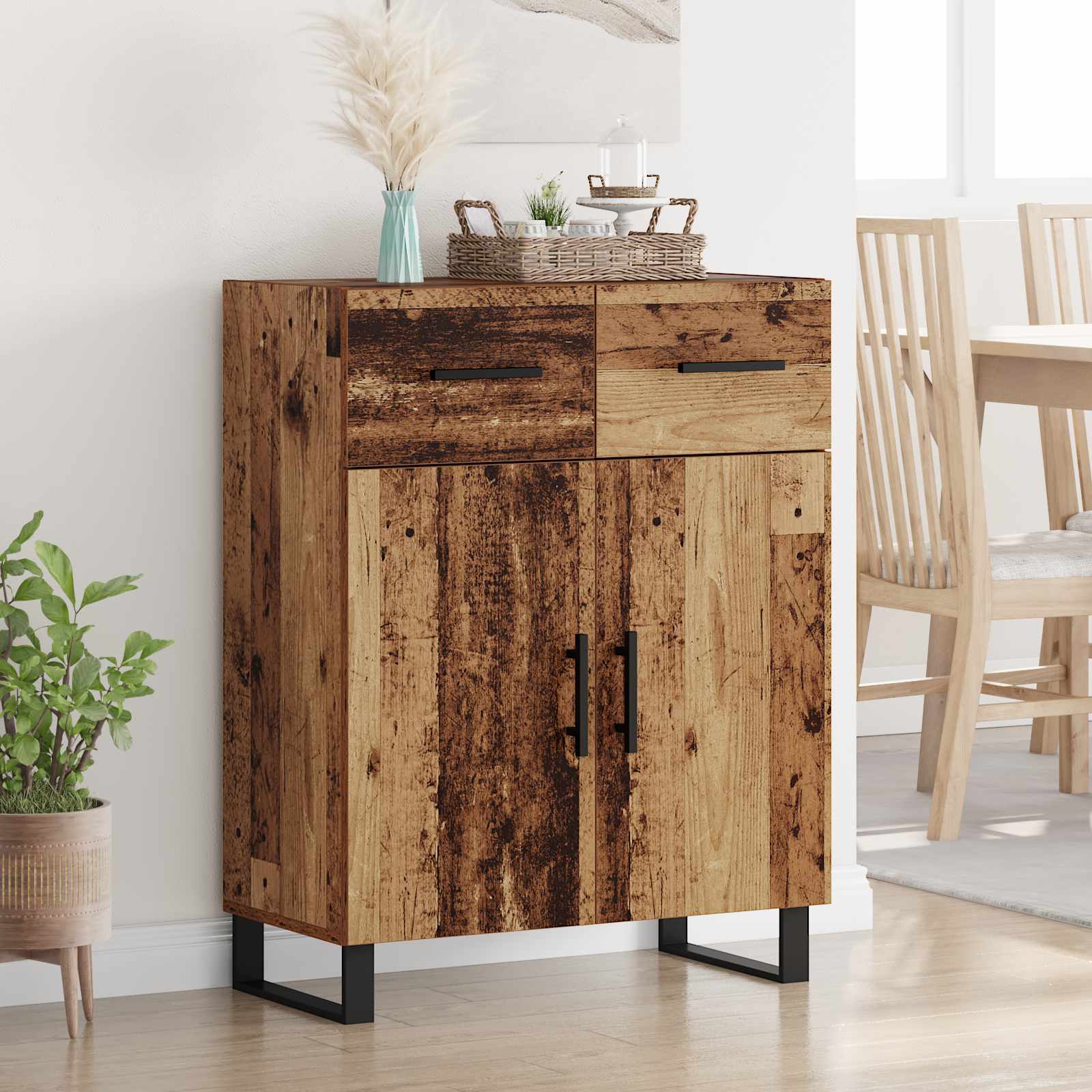 vidaXL Bufet Stare drewno 69,5 x 34 x 90 cm Materiał drewnopochodny