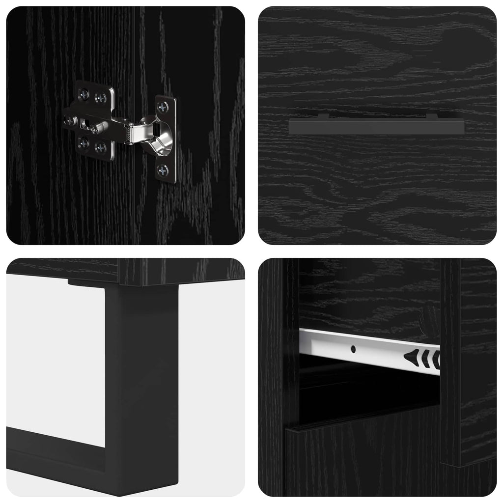 vidaXL Bufet Czarny Dąb 69,5 x 34 x 90 cm Materiał drewnopochodny