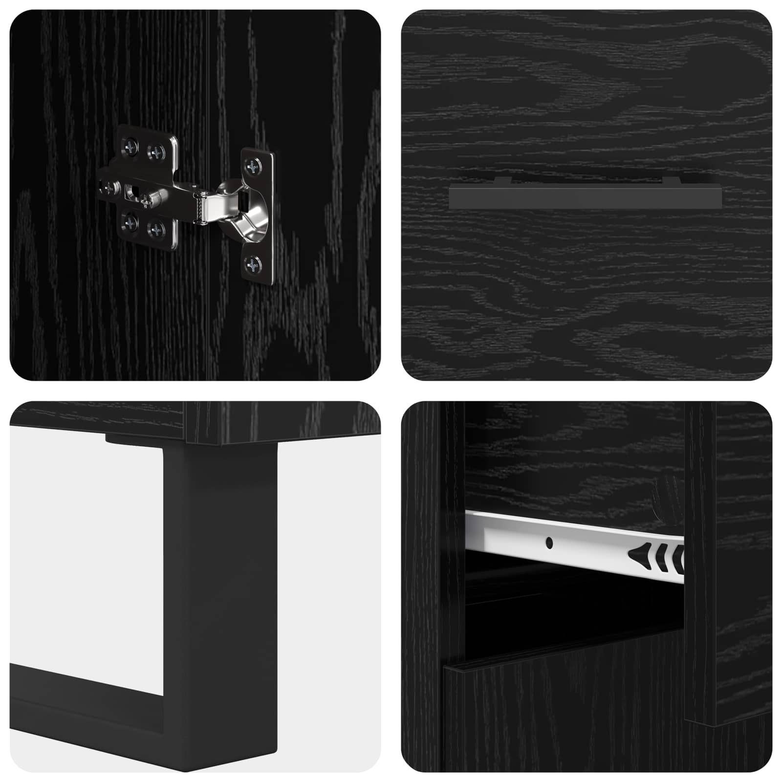 vidaXL Bufet Czarny Dąb 69,5 x 34 x 90 cm Materiał drewnopochodny