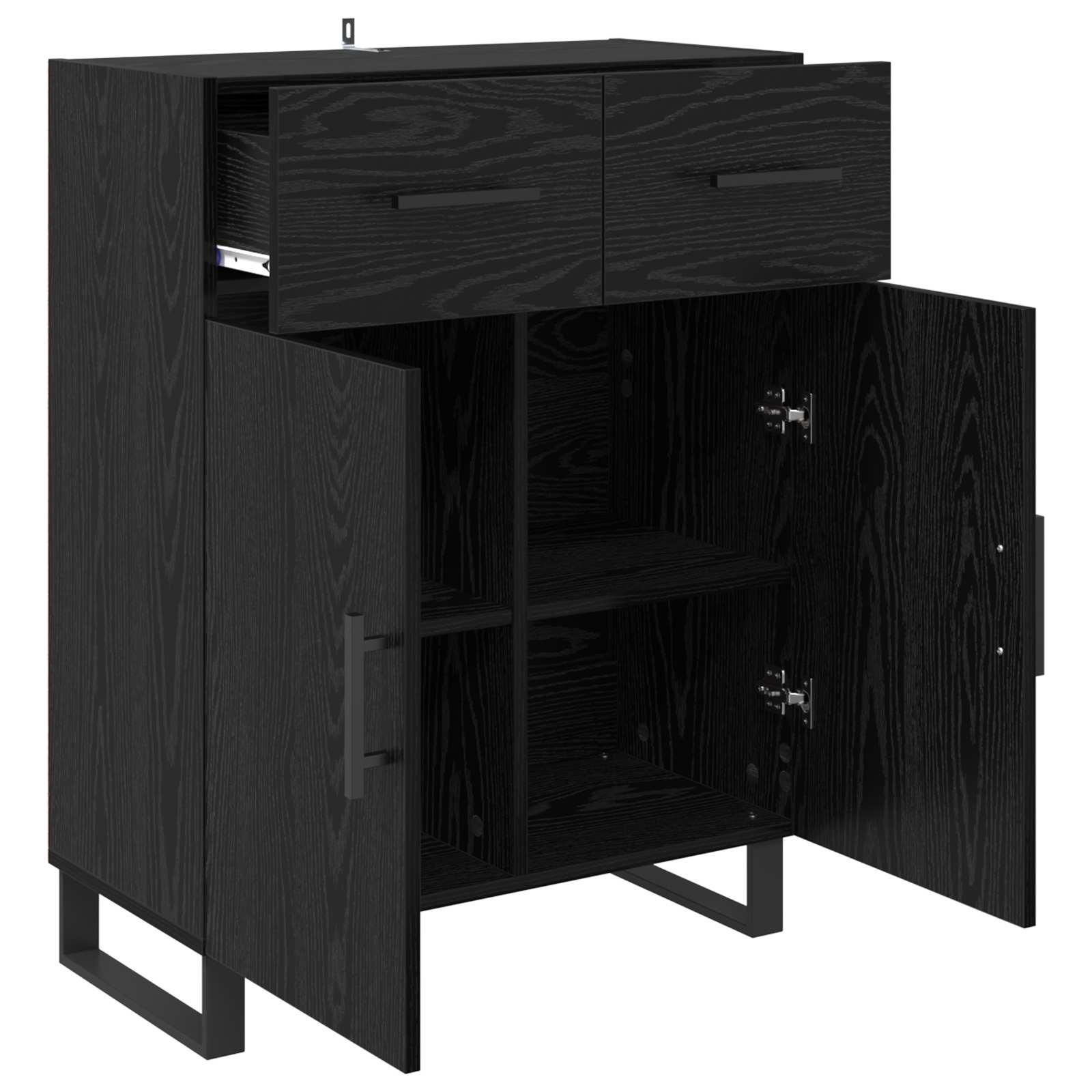 vidaXL Bufet Czarny Dąb 69,5 x 34 x 90 cm Materiał drewnopochodny