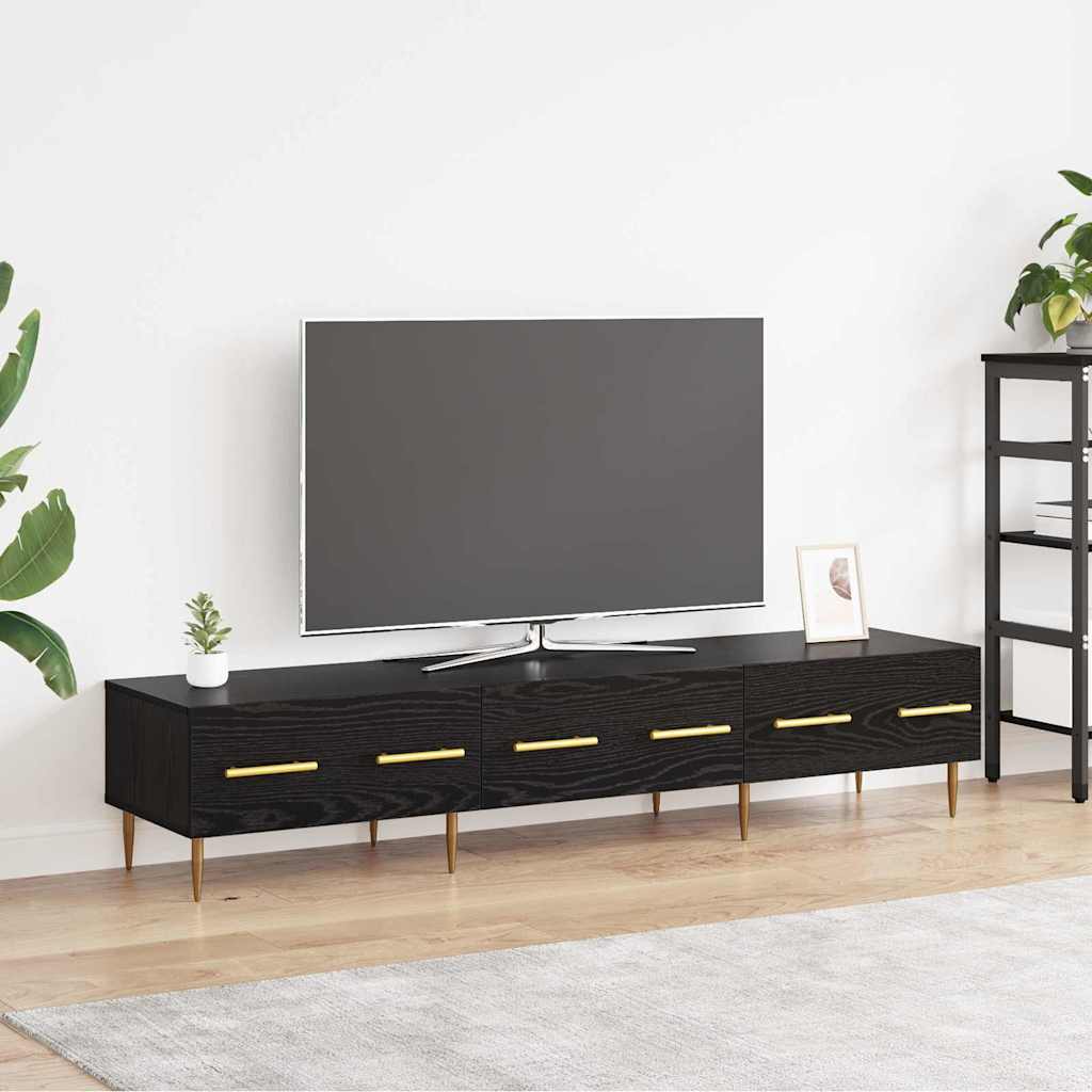 vidaXL Szafka pod telewizor z szufladą Czarny Dąb 150 x 36 x 30 cm