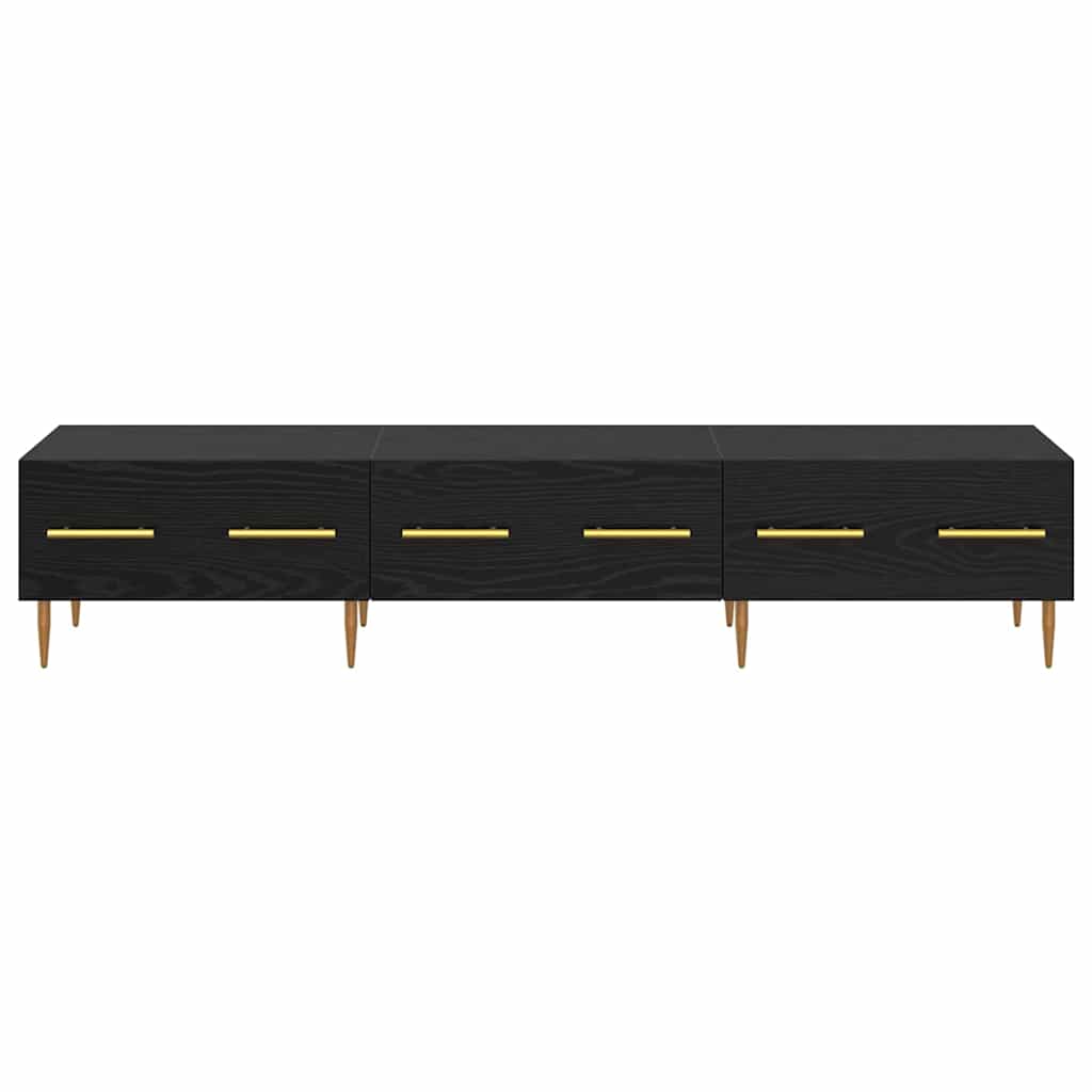 vidaXL Szafka pod telewizor z szufladą Czarny Dąb 150 x 36 x 30 cm