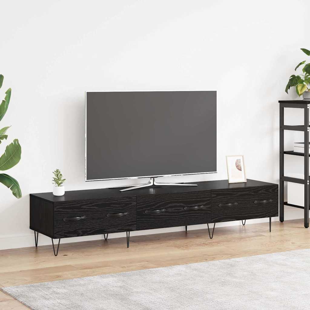 vidaXL Szafka pod telewizor z szufladą Czarny dąb 150 x 36 x 30 cm