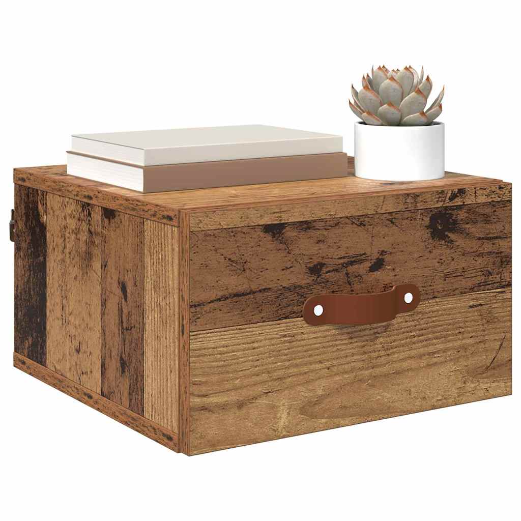 vidaXL Ścienny stolik nocny Stare drewno 35 x 35 x 20 cm