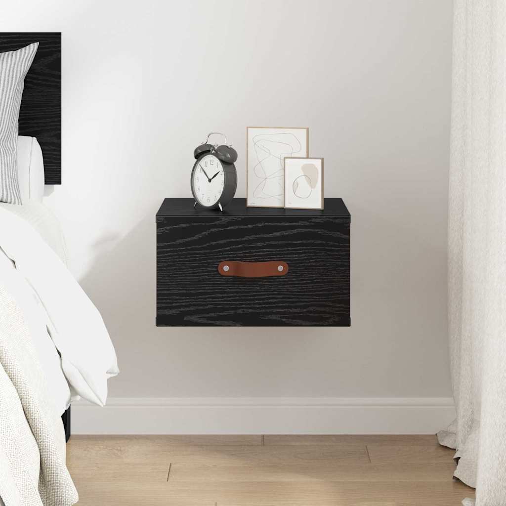 vidaXL Ścienny stolik nocny Czarny Dąb 35 x 35 x 20 cm