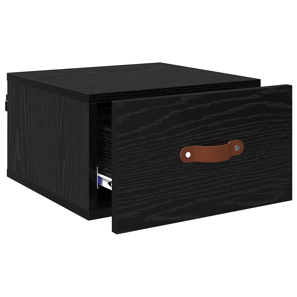 vidaXL Ścienny stolik nocny Czarny Dąb 35 x 35 x 20 cm