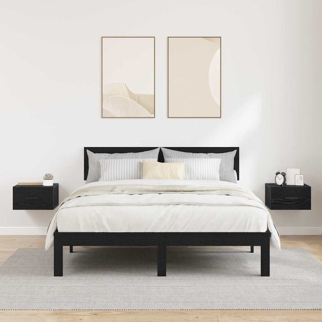 vidaXL Szafka Nocna z szufladą 2 pcs Czarny dąb 35 x 35 x 20 cm