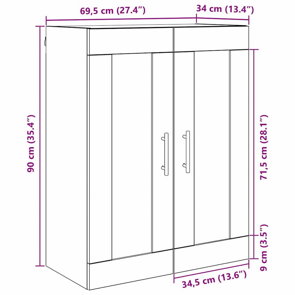 vidaXL Szafka wisząca Dąb rzemieślniczy 69,5 x 34 x 90 cm
