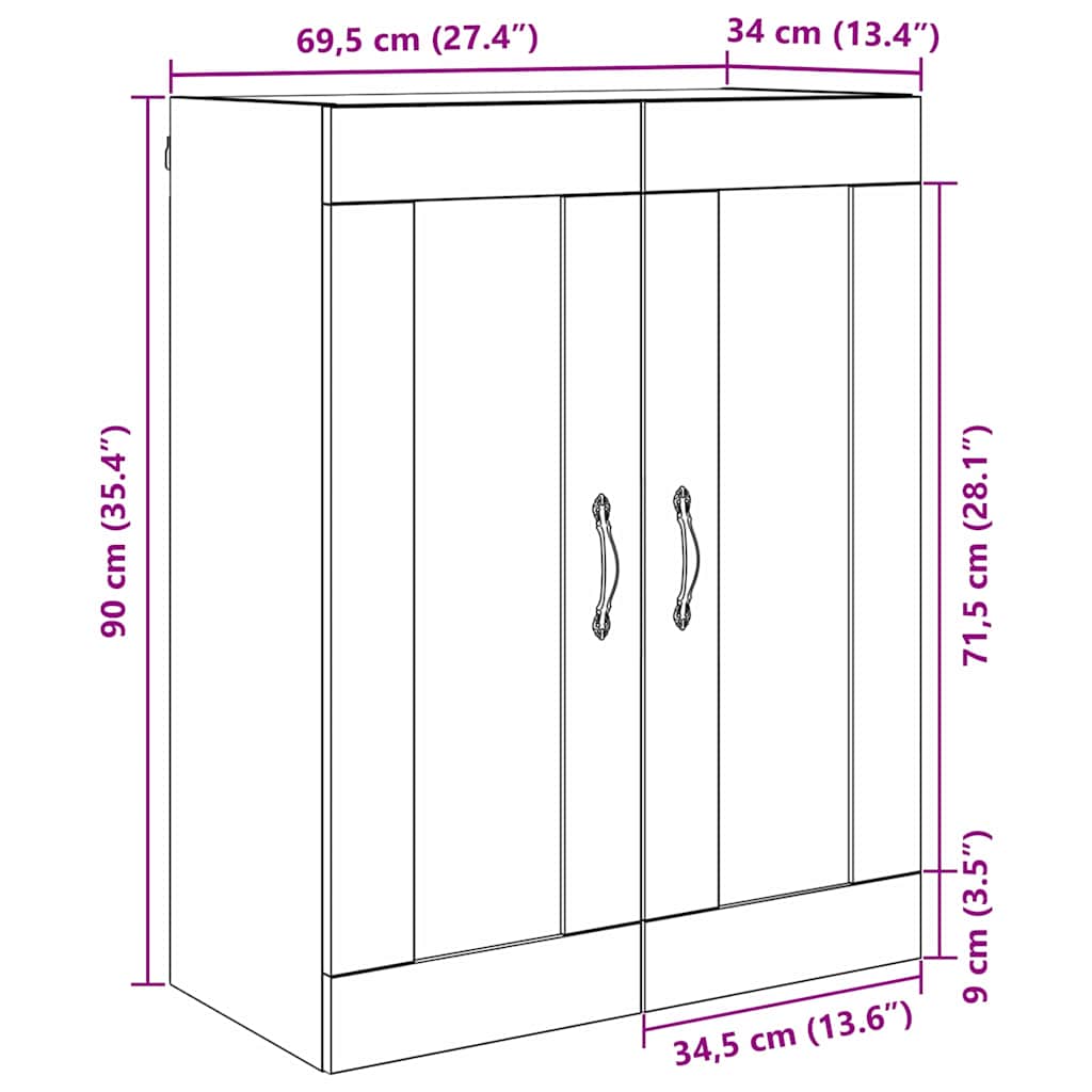 vidaXL Szafka wisząca Stare drewno 69,5 x 34 x 90 cm