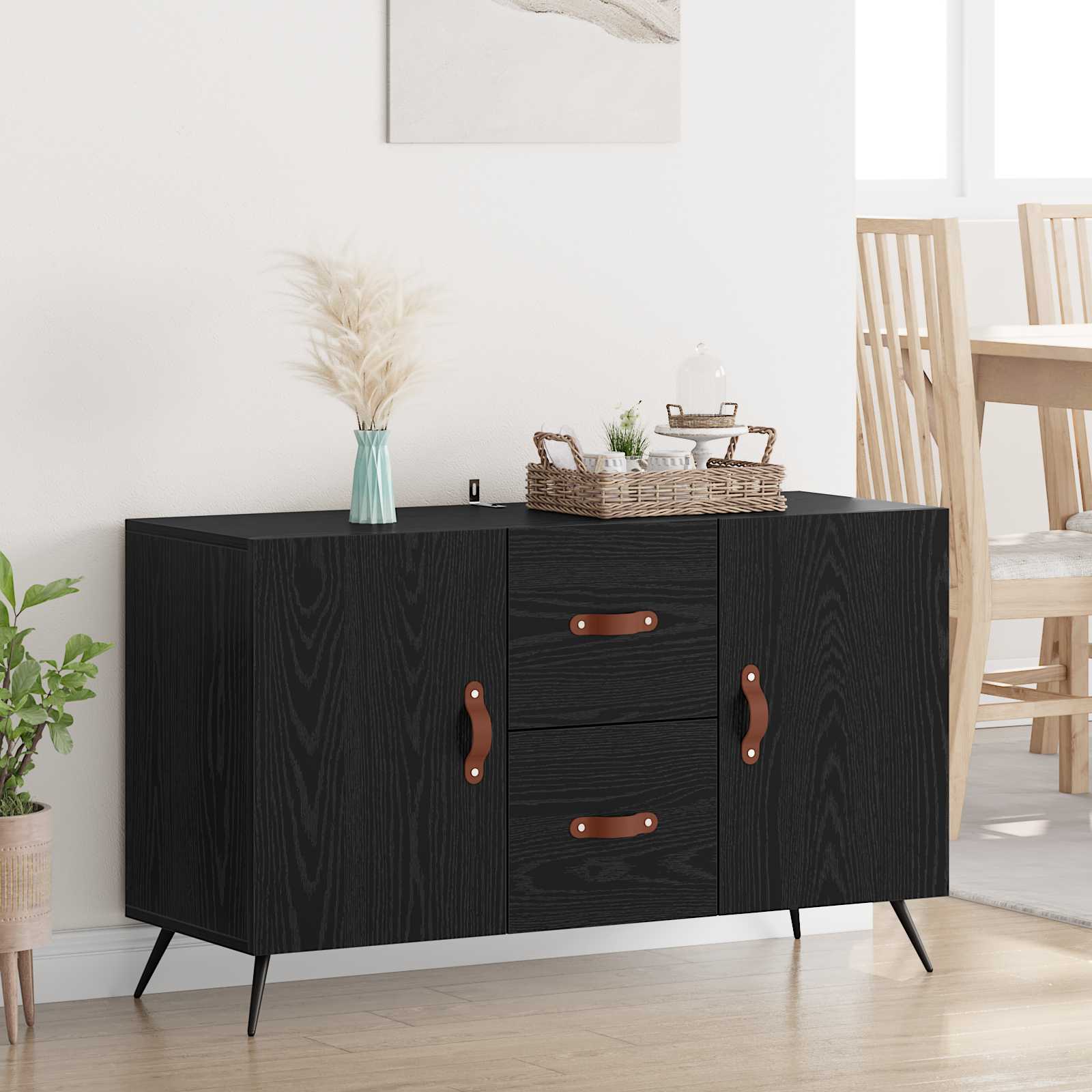 vidaXL Bufet Czarny Dąb 100 x 36 x 60 cm Materiał drewnopochodny