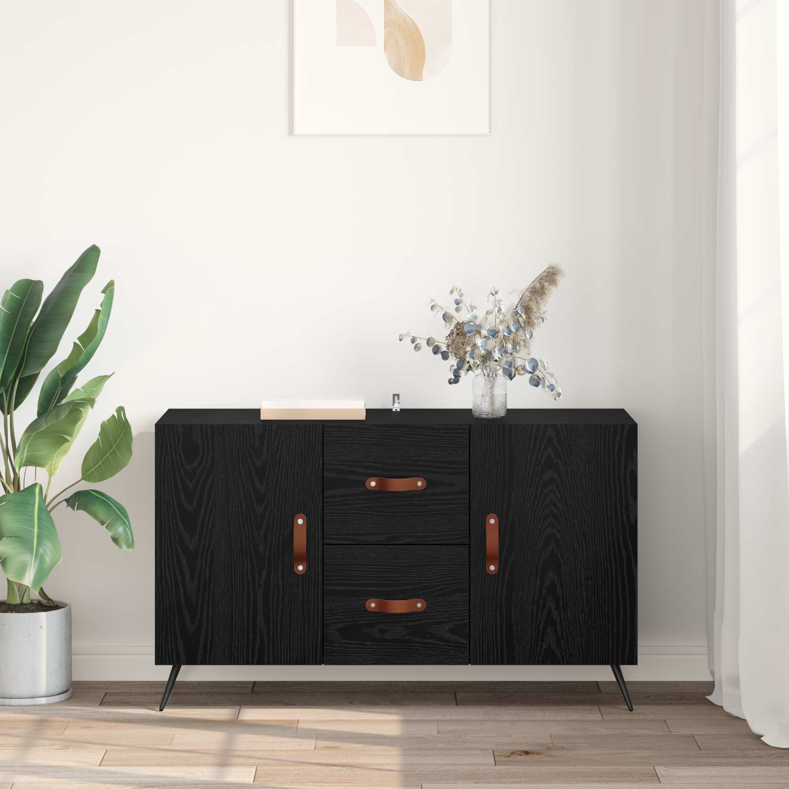 vidaXL Bufet Czarny Dąb 100 x 36 x 60 cm Materiał drewnopochodny