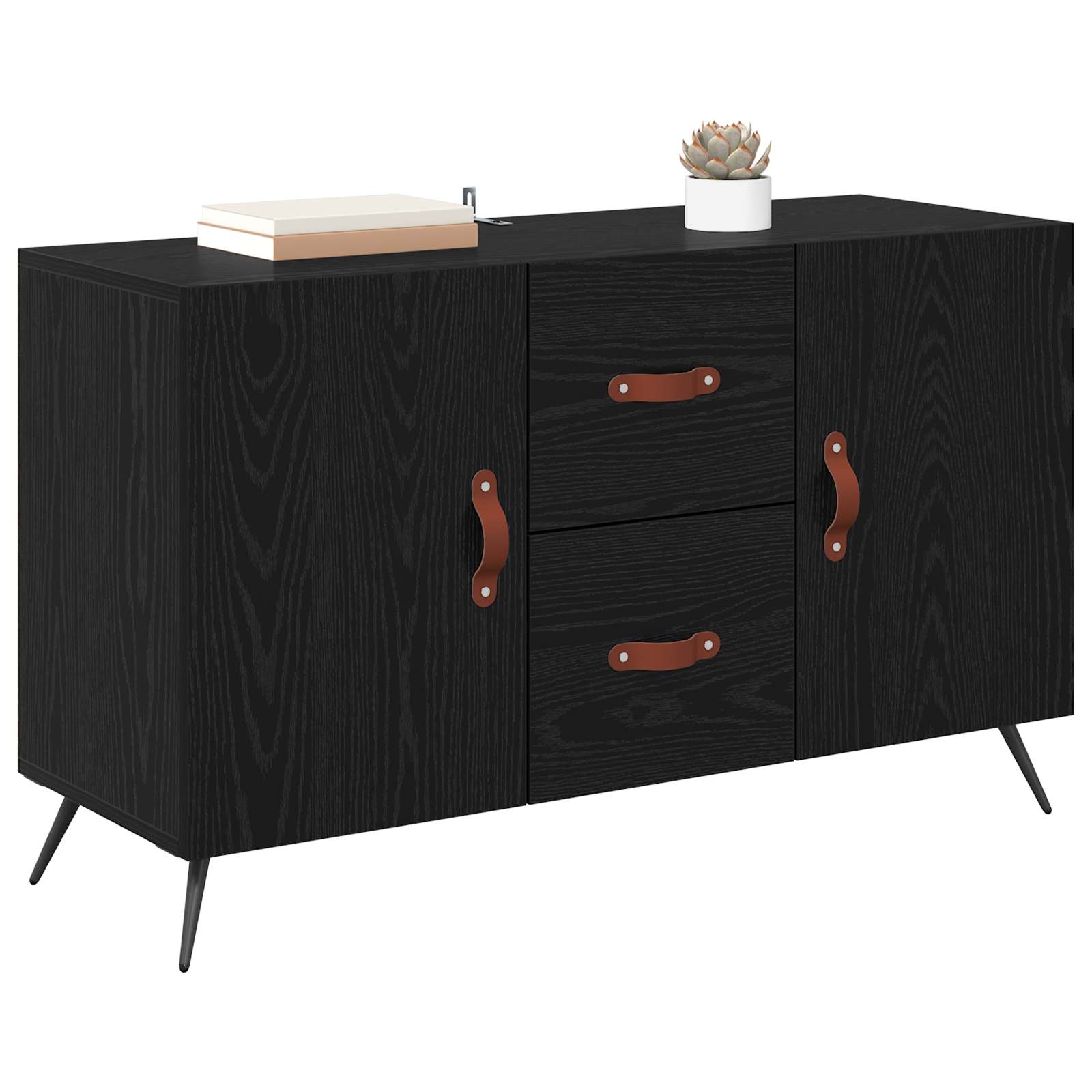 vidaXL Bufet Czarny Dąb 100 x 36 x 60 cm Materiał drewnopochodny
