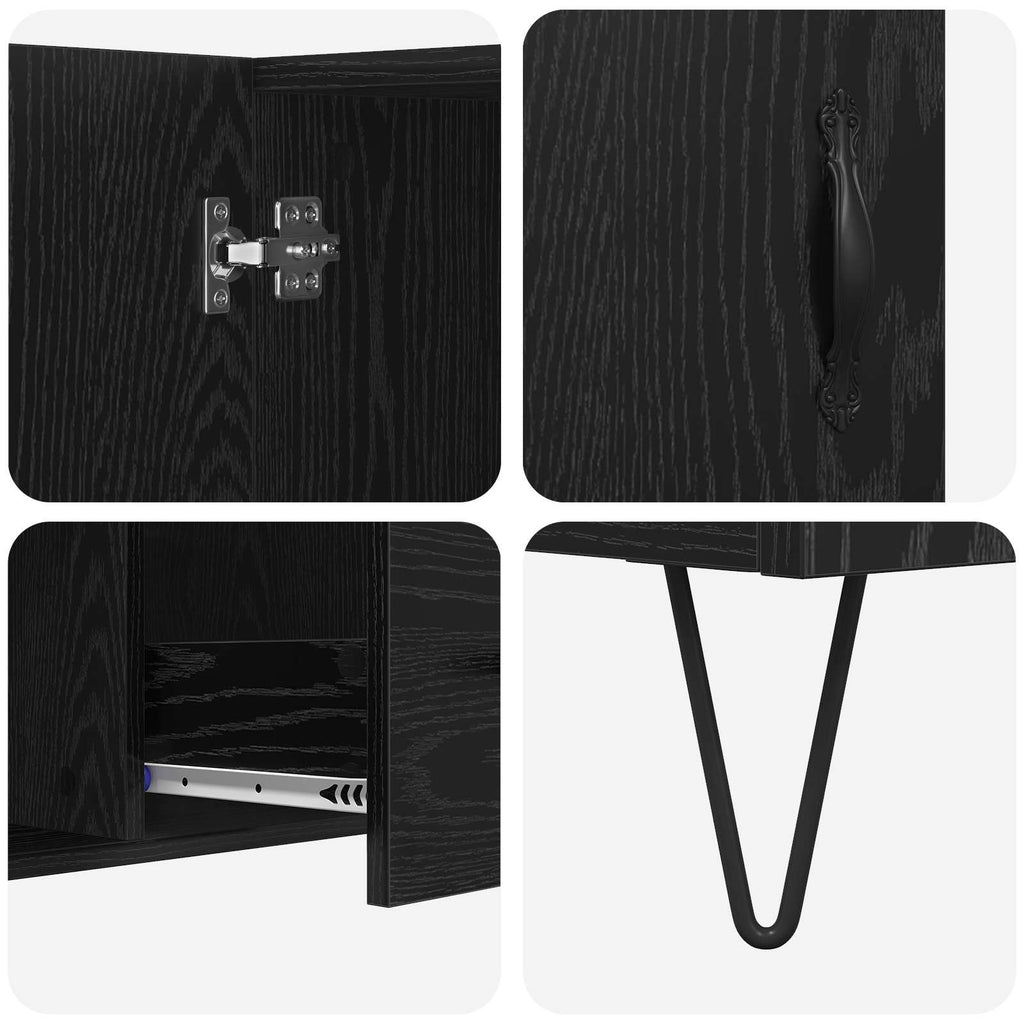 vidaXL Bufet Czarny Dąb 100 x 36 x 60 cm Materiał drewnopochodny