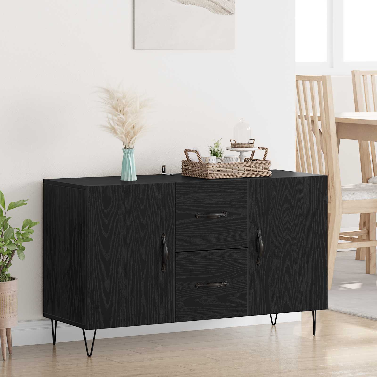 vidaXL Bufet Czarny Dąb 100 x 36 x 60 cm Materiał drewnopochodny