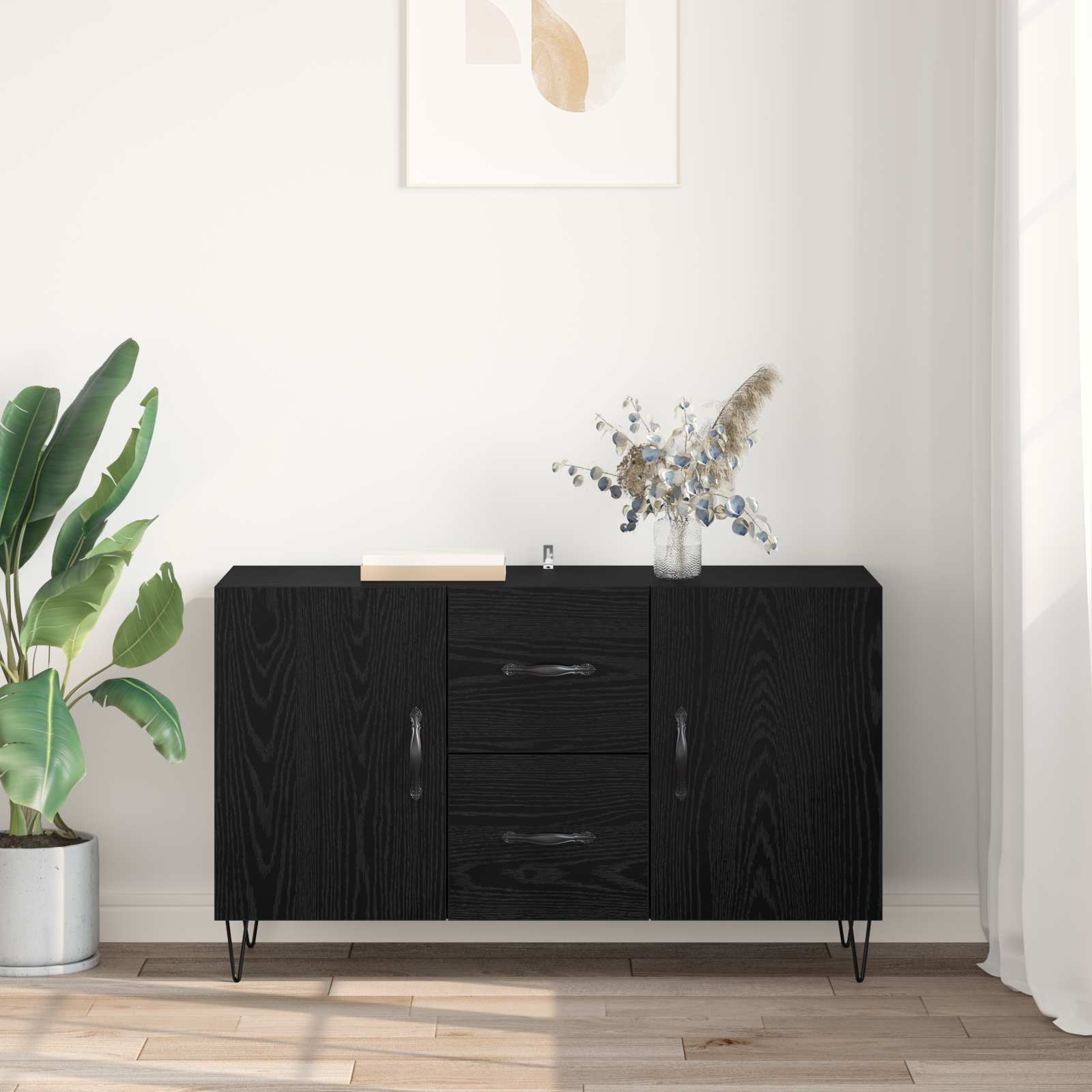 vidaXL Bufet Czarny Dąb 100 x 36 x 60 cm Materiał drewnopochodny