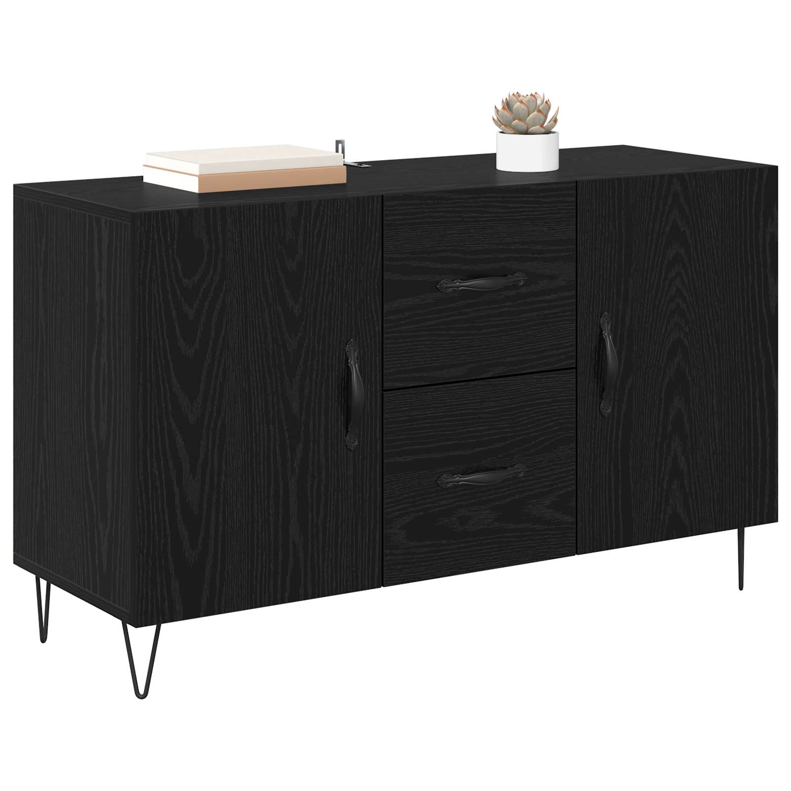 vidaXL Bufet Czarny Dąb 100 x 36 x 60 cm Materiał drewnopochodny