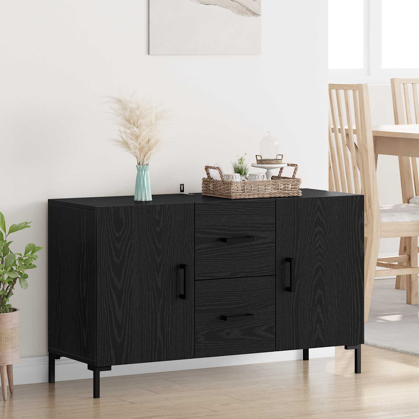vidaXL Bufet Czarny Dąb 100 x 36 x 60 cm Materiał drewnopochodny