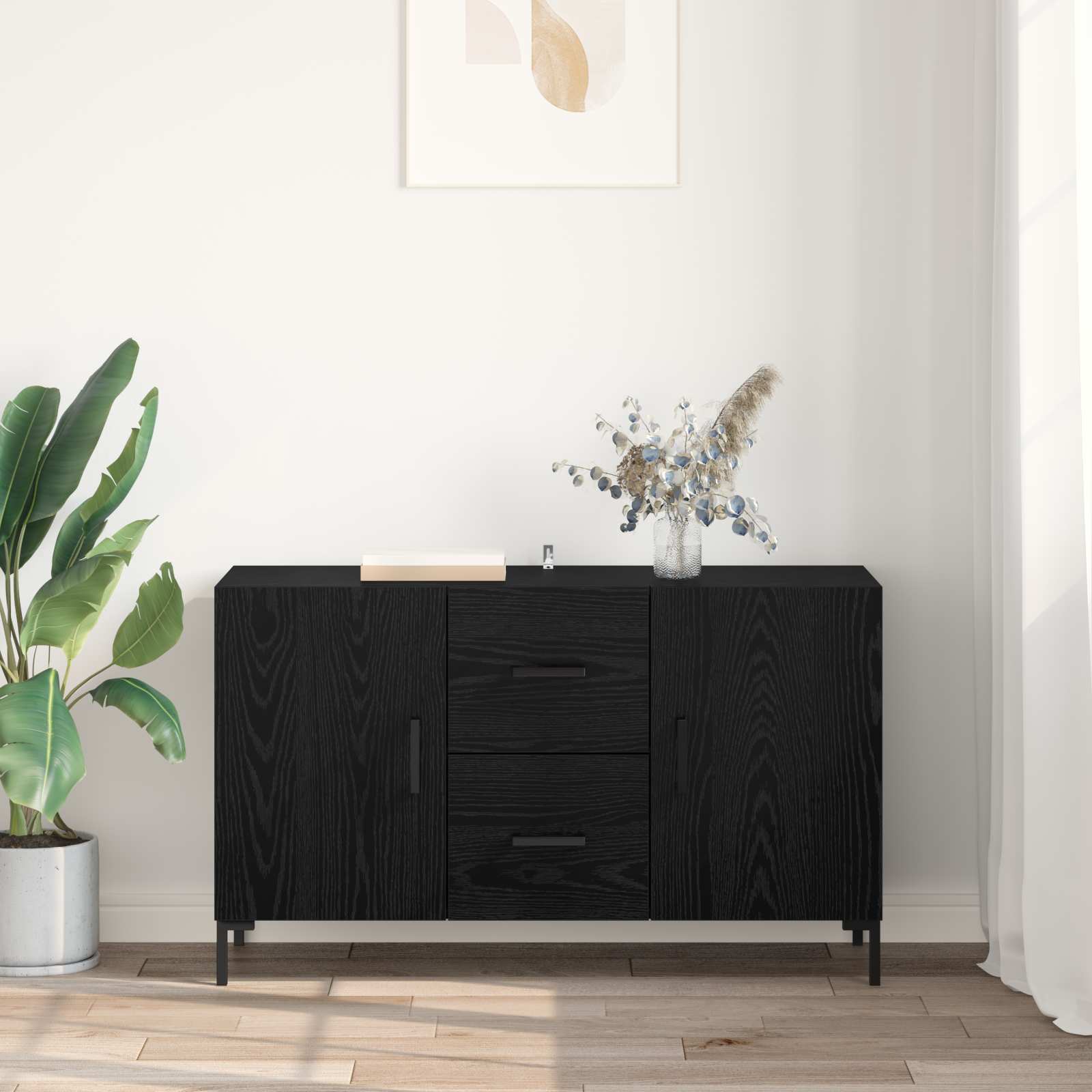 vidaXL Bufet Czarny Dąb 100 x 36 x 60 cm Materiał drewnopochodny