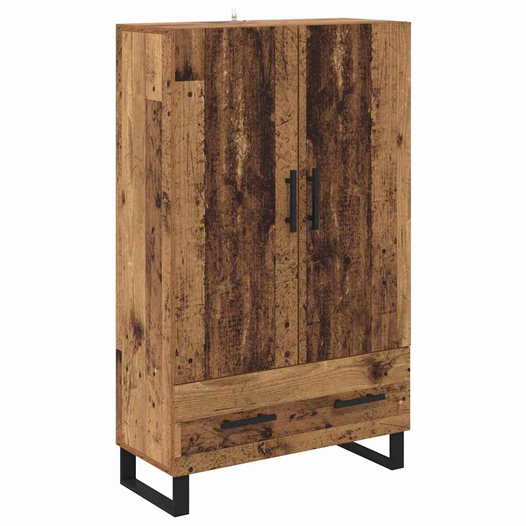 vidaXL Highboard z szufladą Stare drewno 69,5 x 30 x 115 cm