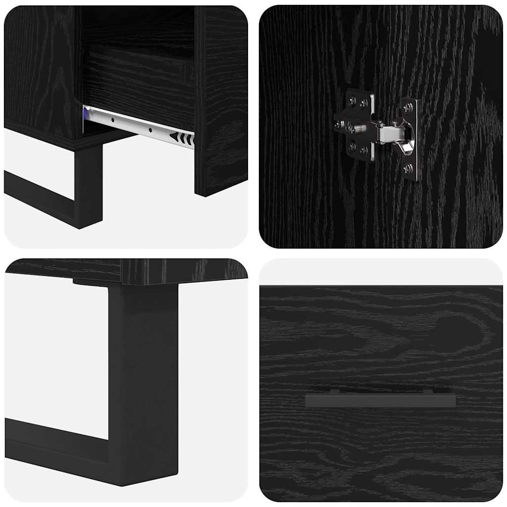 vidaXL Highboard Czarny Dąb 69,5 x 30 x 115 cm Materiał drewnopochodny
