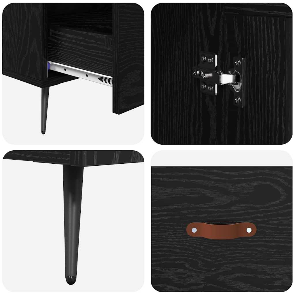 vidaXL Highboard z szufladą Czarny Dąb 69,5 x 31 x 115 cm
