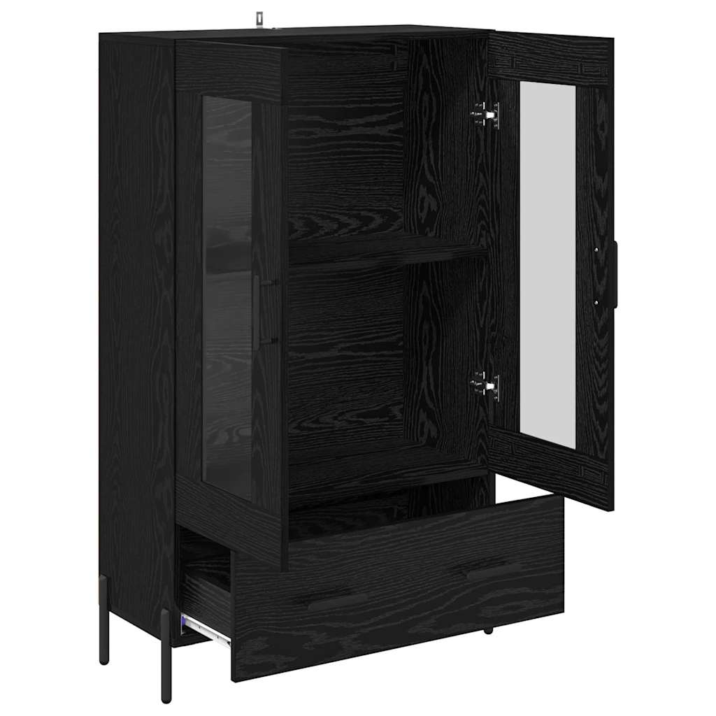 vidaXL Highboard z szufladą Corona Czarny Dąb 69,5 x 31 x 115 cm