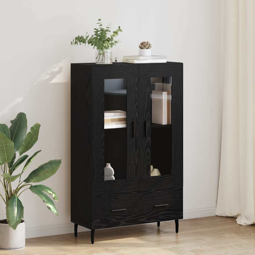 vidaXL Highboard Czarny Dąb 69,5 x 31 x 115 cm Materiał drewnopochodny