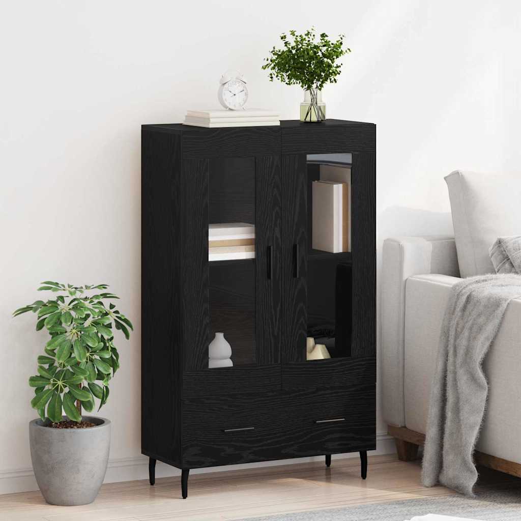 vidaXL Highboard Czarny Dąb 69,5 x 31 x 115 cm Materiał drewnopochodny
