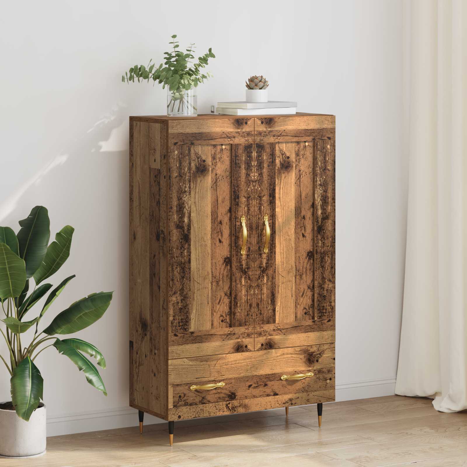 vidaXL Highboard z szufladą Stare drewno 69,5 x 31 x 115 cm