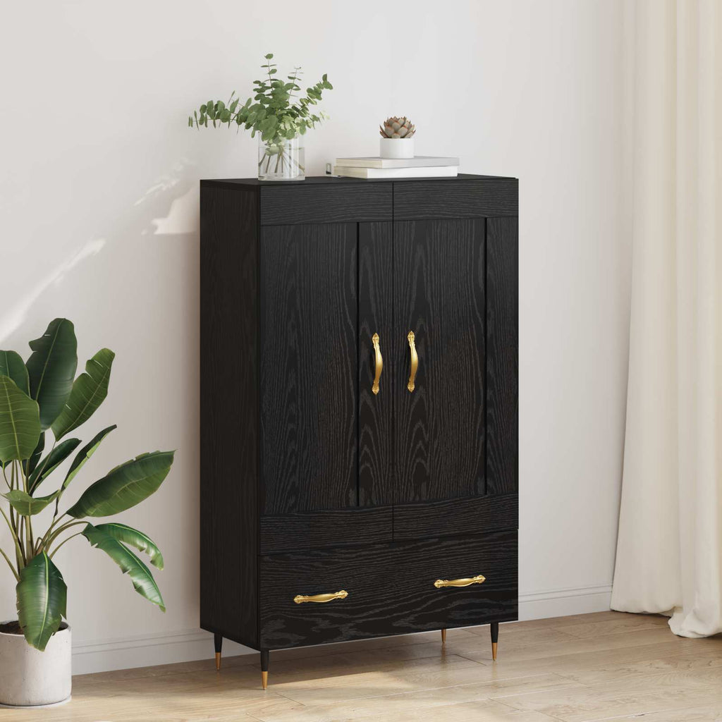 vidaXL Highboard Czarny Dąb 69,5 x 31 x 115 cm Materiał drewnopochodny