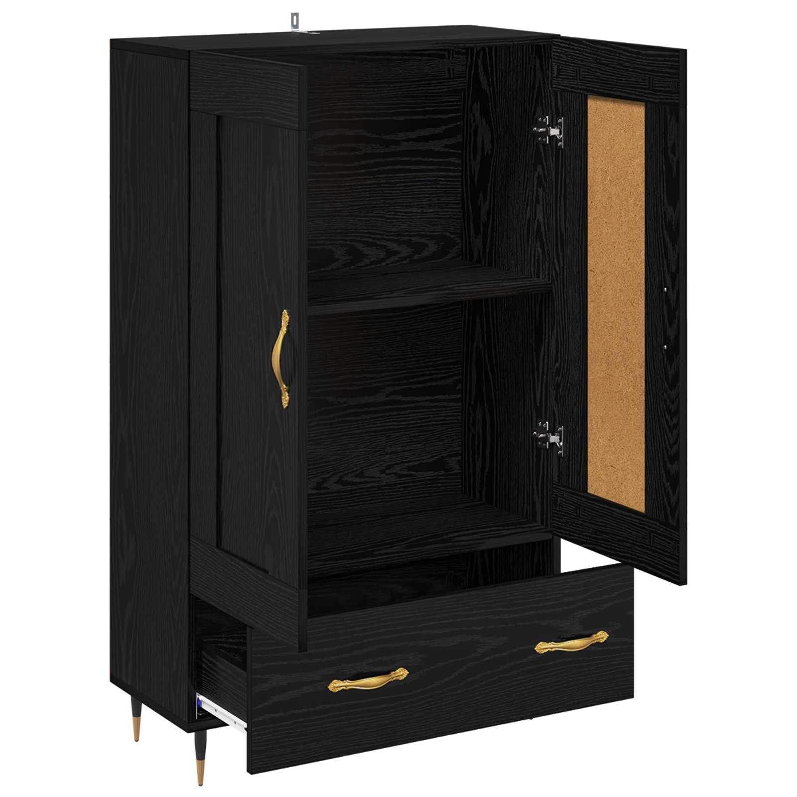 vidaXL Highboard Czarny Dąb 69,5 x 31 x 115 cm Materiał drewnopochodny