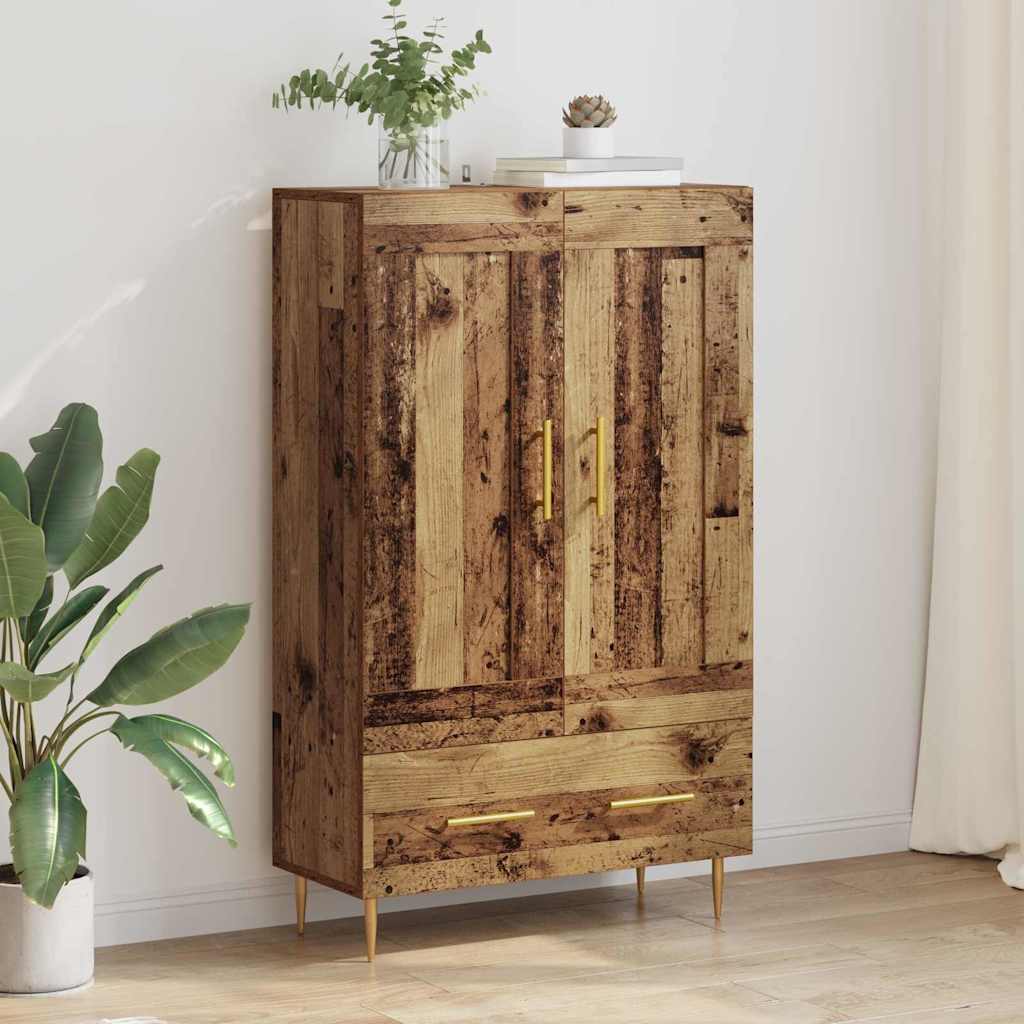 vidaXL Highboard z szufladą Stare drewno 69,5 x 31 x 115 cm