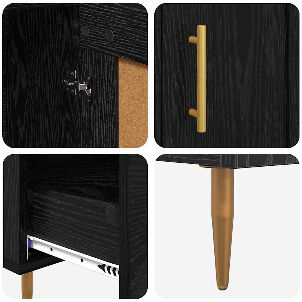 vidaXL Highboard Czarny Dąb 69,5 x 31 x 115 cm Materiał drewnopochodny