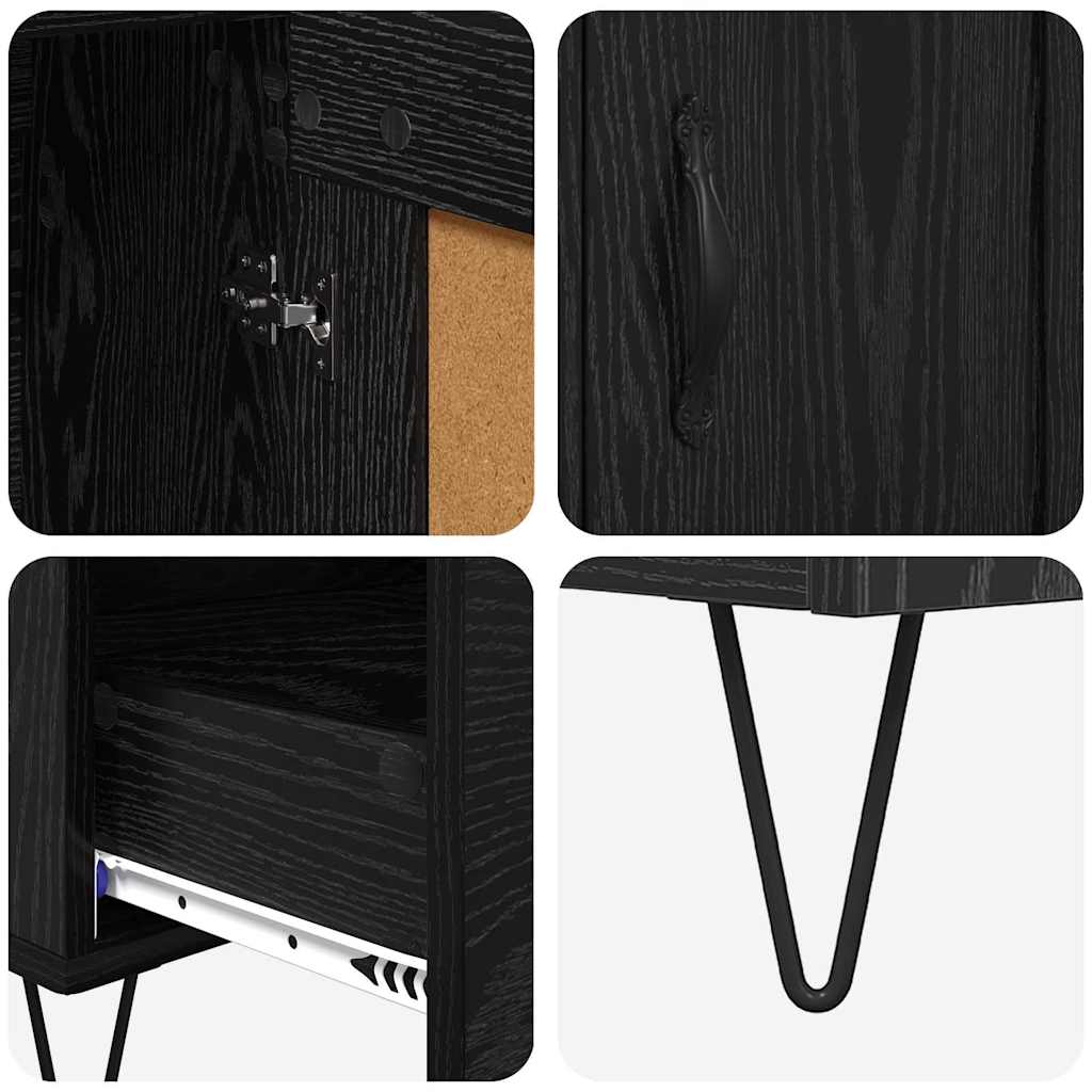 vidaXL Highboard Czarny Dąb 69,5 x 31 x 115 cm Materiał drewnopochodny
