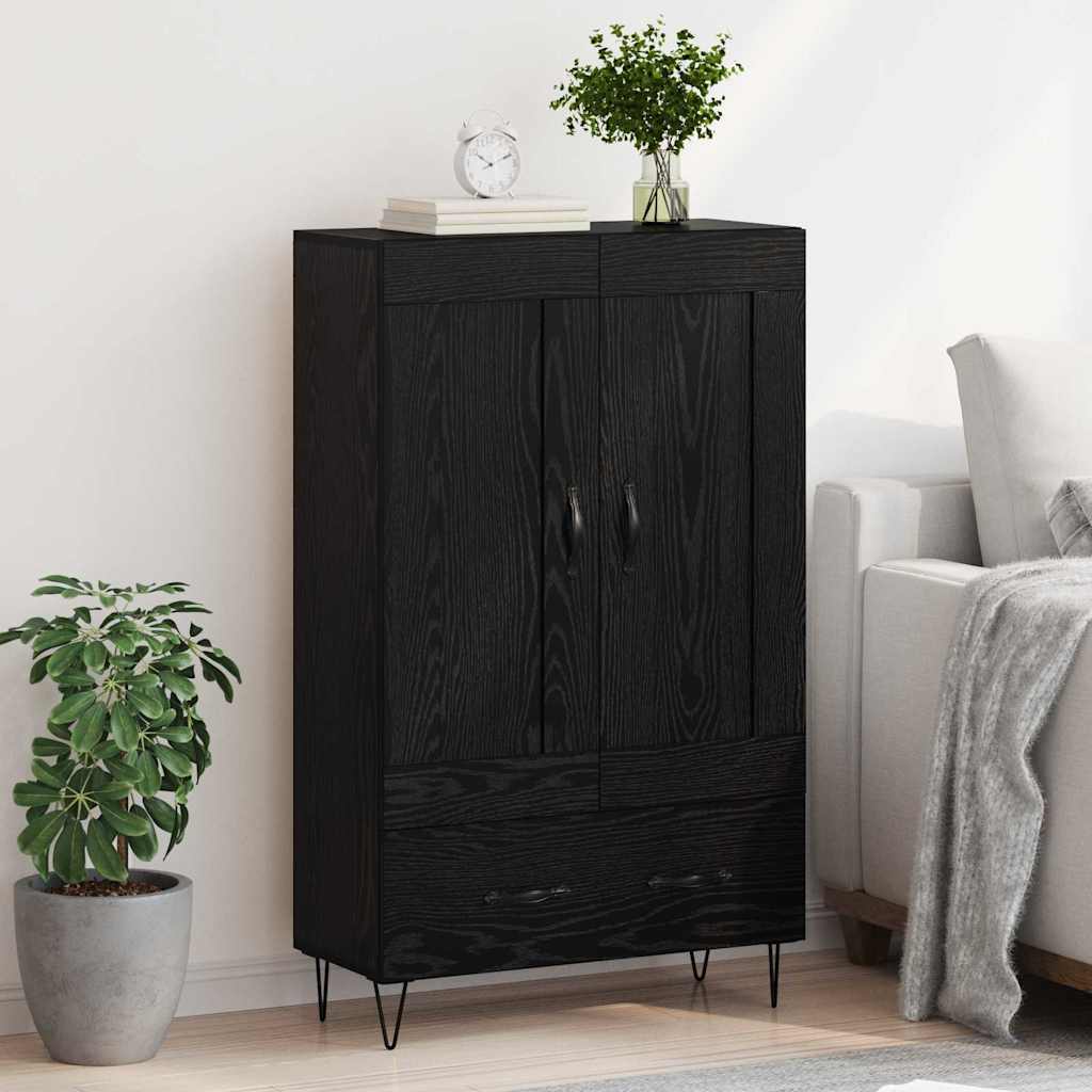 vidaXL Highboard Czarny Dąb 69,5 x 31 x 115 cm Materiał drewnopochodny