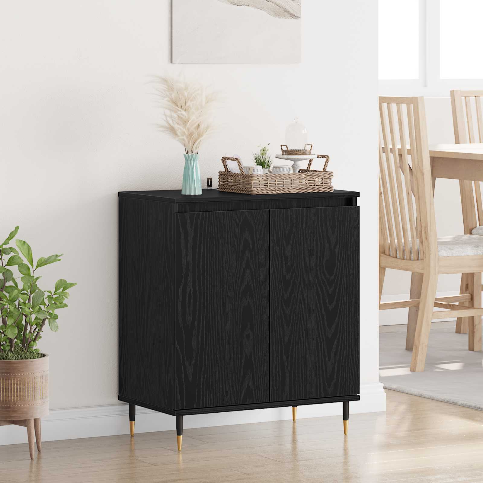 vidaXL Bufet Czarny Dąb 60 x 35 x 70 cm Materiał drewnopochodny