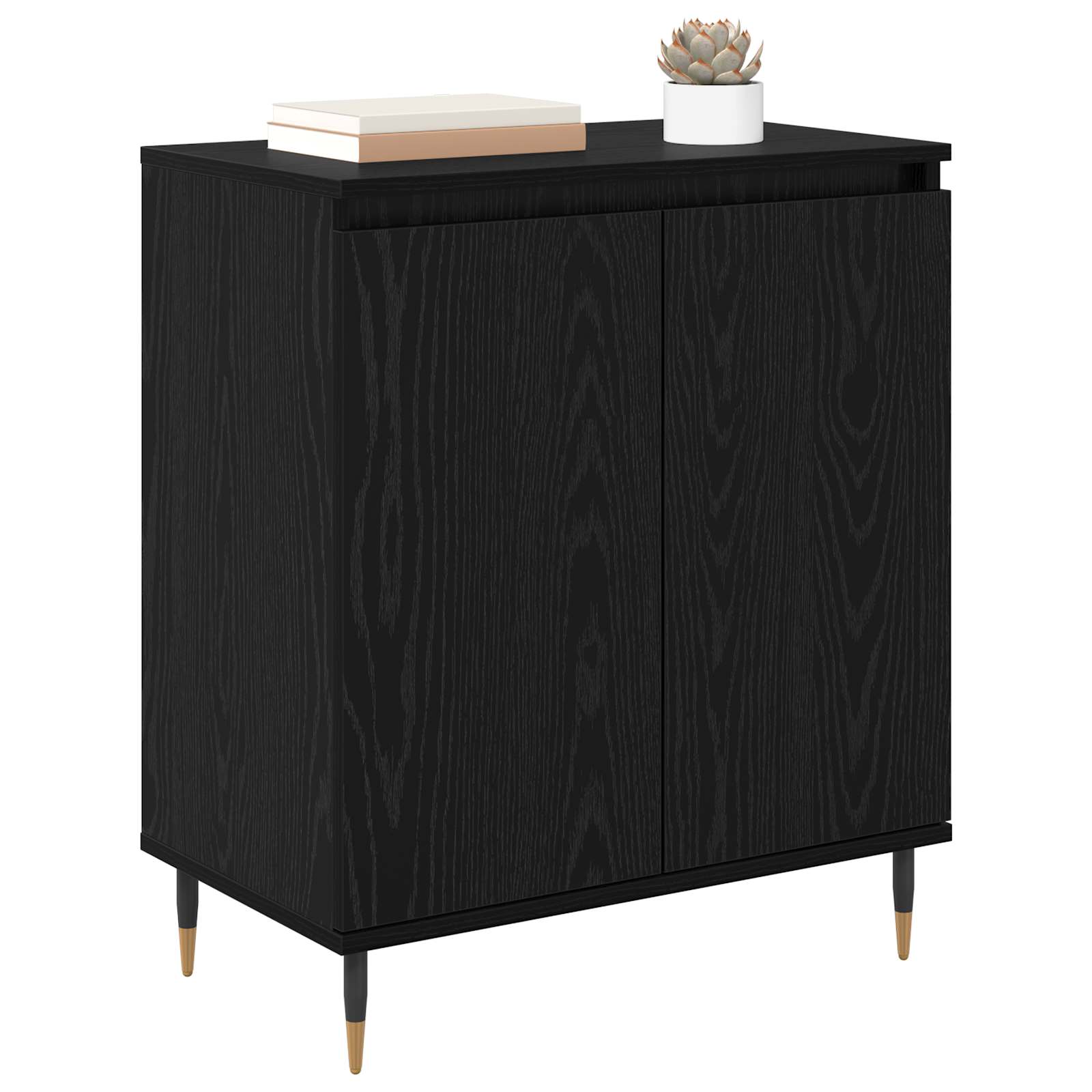 vidaXL Bufet Czarny Dąb 60 x 35 x 70 cm Materiał drewnopochodny