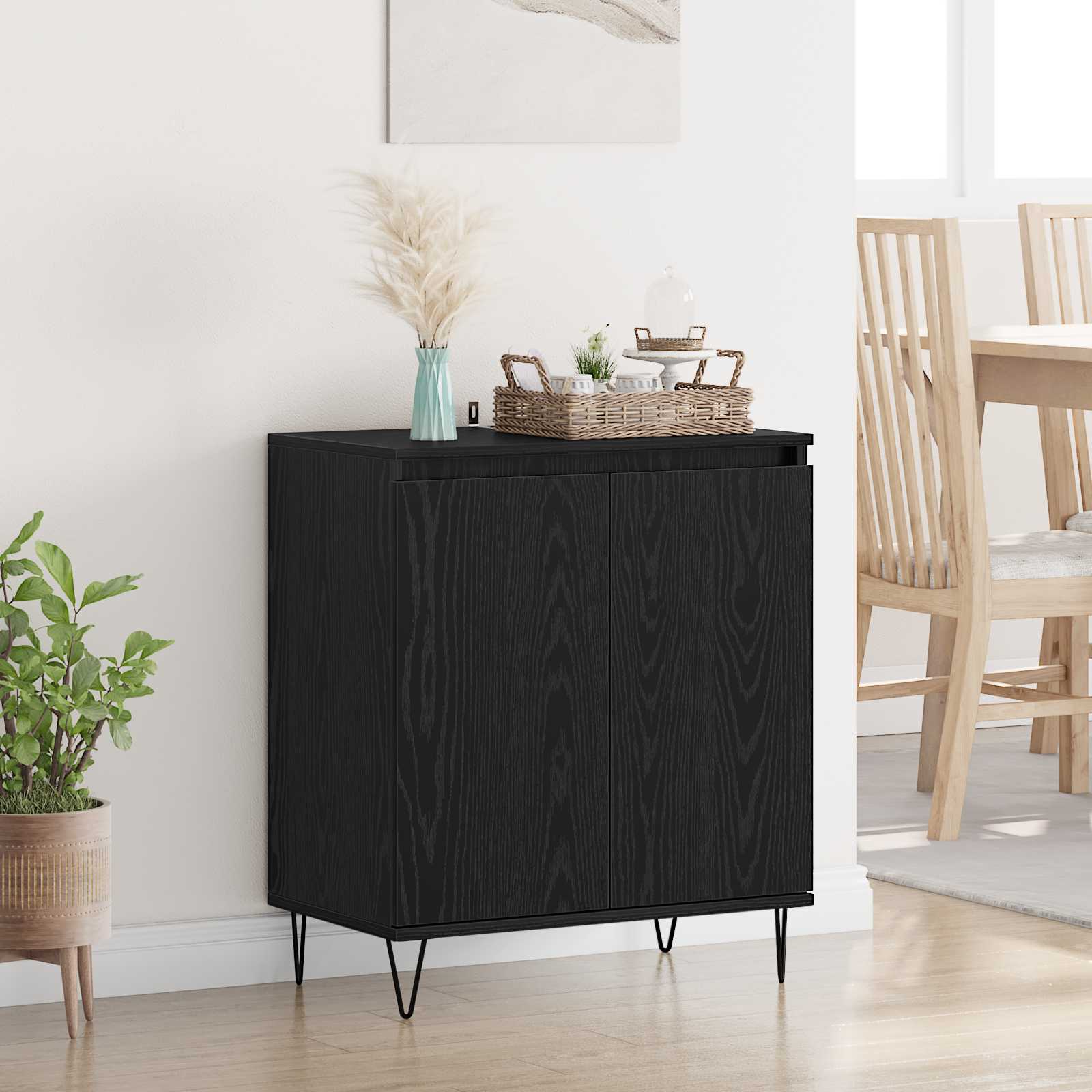 vidaXL Bufet Czarny Dąb 60 x 35 x 70 cm Materiał drewnopochodny