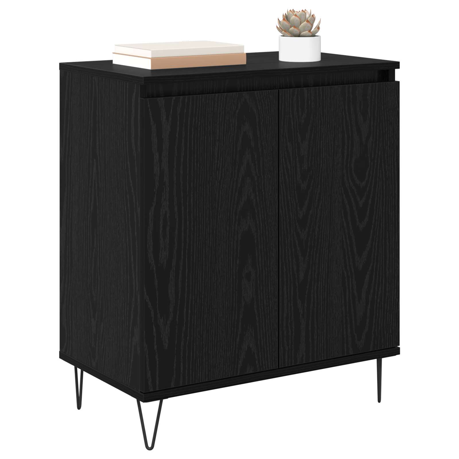 vidaXL Bufet Czarny Dąb 60 x 35 x 70 cm Materiał drewnopochodny