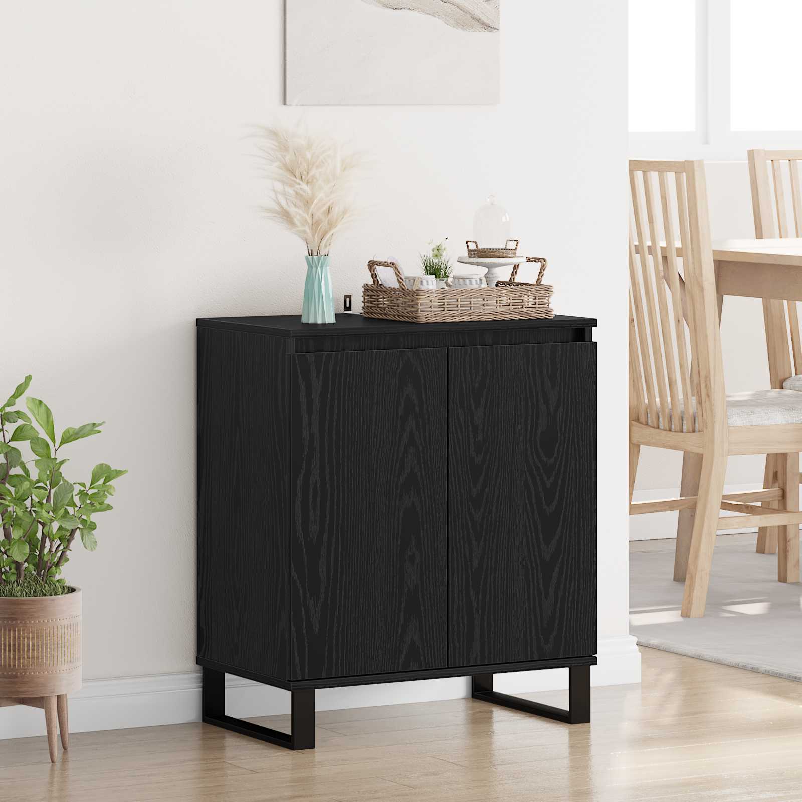 vidaXL Bufet Czarny Dąb 60 x 35 x 70 cm Materiał drewnopochodny