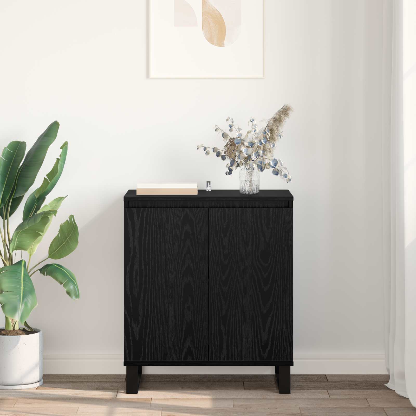 vidaXL Bufet Czarny Dąb 60 x 35 x 70 cm Materiał drewnopochodny