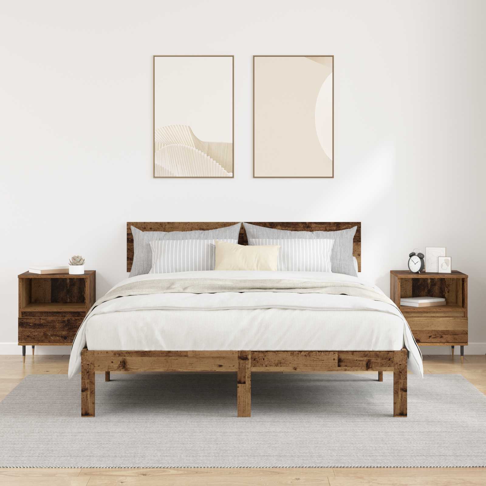 vidaXL Szafka Nocna z szufladą 2 pcs Stare drewno 40 x 35 x 50 cm
