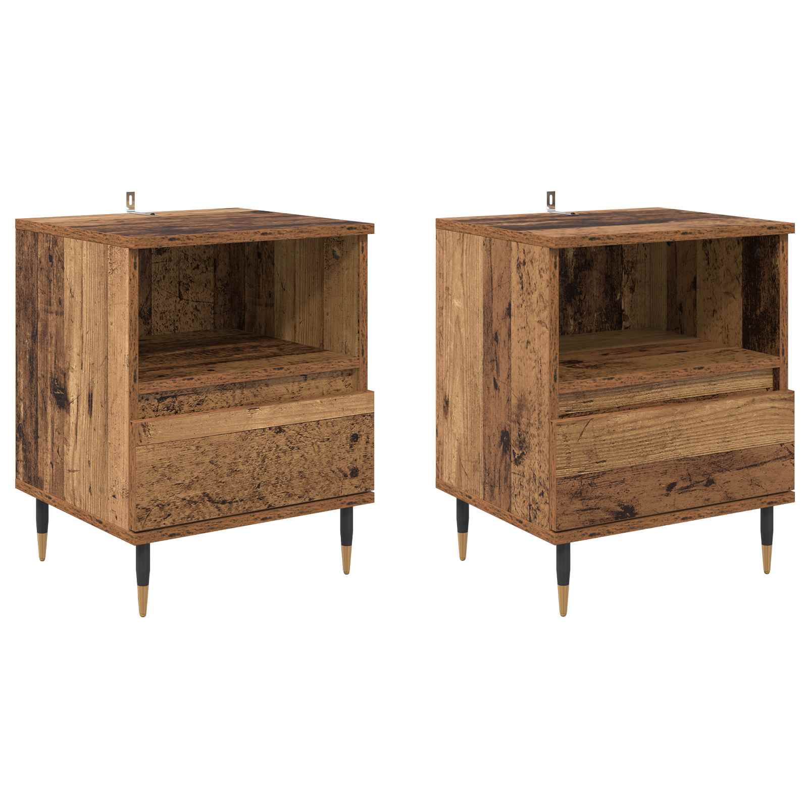 vidaXL Szafka Nocna z szufladą 2 pcs Stare drewno 40 x 35 x 50 cm
