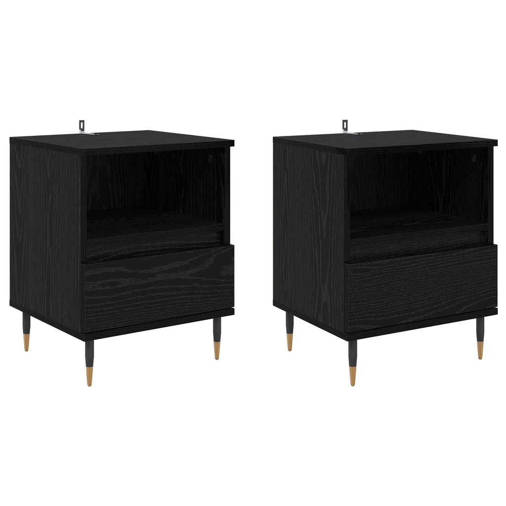 vidaXL Szafka Nocna z szufladą 2 pcs Czarny Dąb 40 x 35 x 50 cm